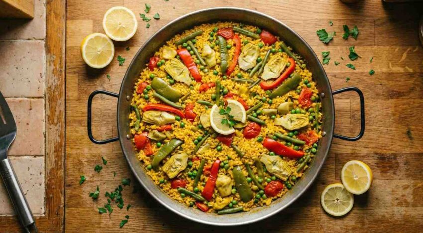 Soft Spanish Vegetable Paella With Warm Rice And Fresh Garden Flavors sfarnsf